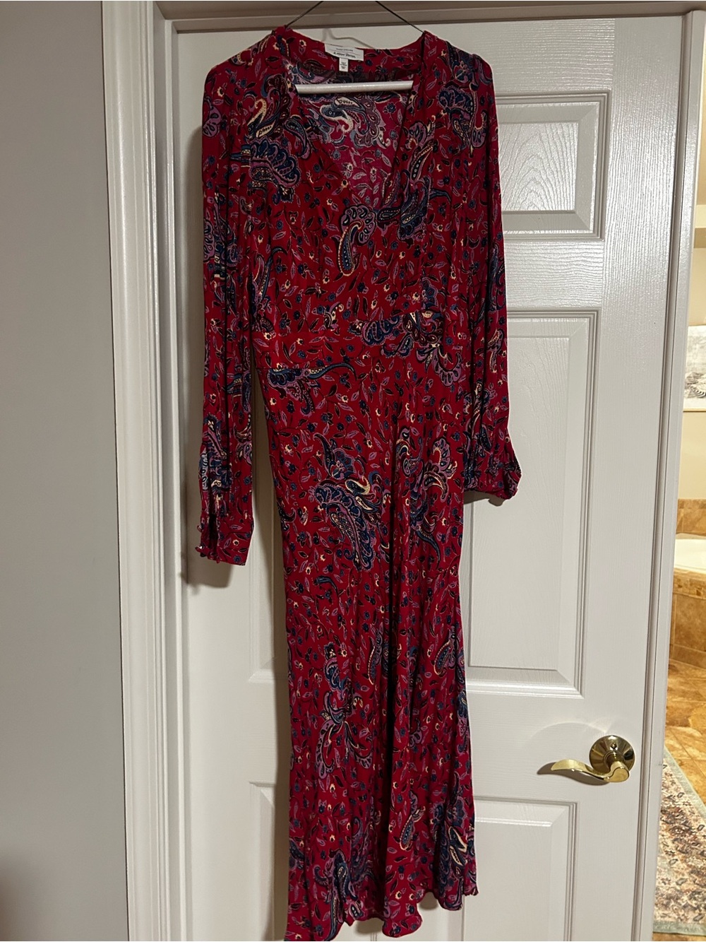 & Other Stories Red Paisley Long Sleeve Maxi Dress